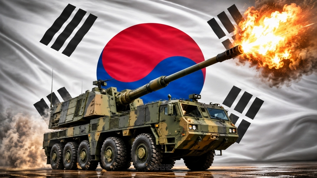 한화가 국산 무기체계로는 처음으로 세계 최대 방산시장인 미국에 자주포를 수출하는 쾌거를 이뤘다. 미국 육군은 18일(현지시간) 한화에어로스페이스의 미국 법인인 한화디펜스USA와 ‘기동 전술포’(Mobile Tactical Cannon·MTC) 프로그램의 시제품 개발을 위한 계약을 체결했다고 밝혔다. 차세대 자주포를 도입하기 위한 미국 육군의 자주포 현대화 사업 시제품 개발 단계에서 한화의 K9 차륜형 자주포가 단독 선정된 것이다. 이번 계약으로 한화에어로스페이스는 궤도형에 이어 차륜형 자주포 글로벌 시장 진입에도 성공했다. 사진은 인공지능 도구로 생성한 참고자료. 2026.8.19 서울신문