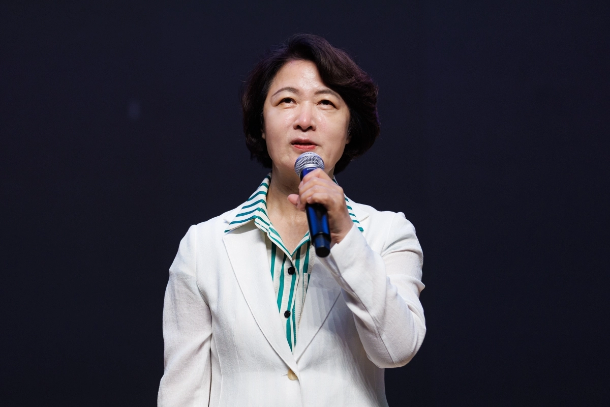 추미애 경기도지사가 21일 오전 경기도청 다산홀에서 진행된 경기도 안전보건관리책임자 교육에서 추미애 경기도지사가 인사말을 하고 있다. 경기도 제공