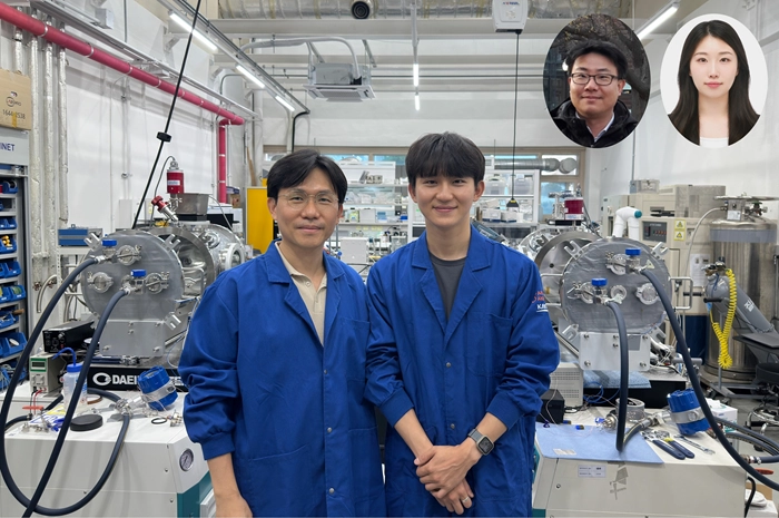 이번 연구를 수행한 연구진. 왼쪽부터 남영석 기계공학과 교수, 김준수 박사과정 연구원. 원사진 왼쪽부터 임성갑 생명화학공학과 교수, 강민정 박사과정 연구원.  카이스트 제공