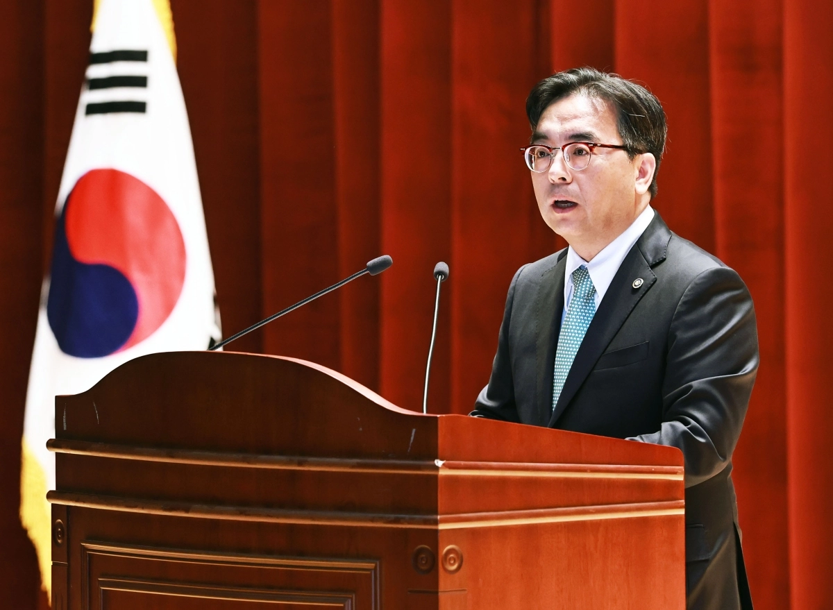 취임사 하는 박정성 통상교섭본부장
