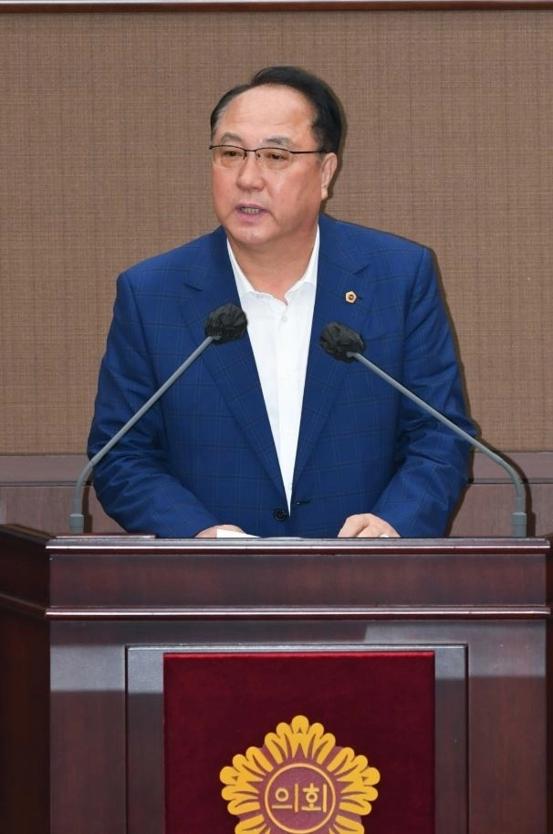 지난 25일 열린 서울시의회 제339회 임시회 5분 자유발언을 하는 박중화 의원. 서울시의회 제공