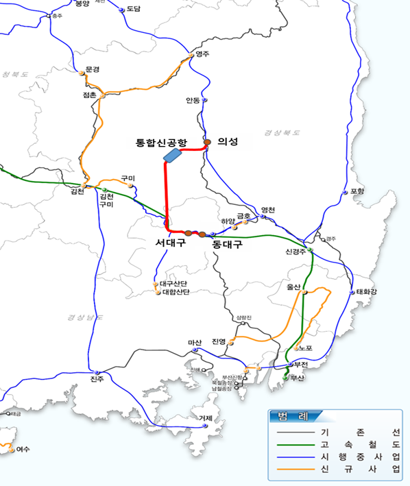 대구∙경북 광역철도 노선도. 대구시 제공