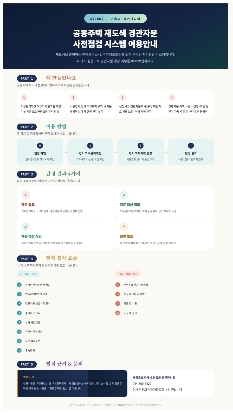 세종시가 내달 1일 운영에 들어가는 공동주택 재도색 경관 자문 사전점검 시스템