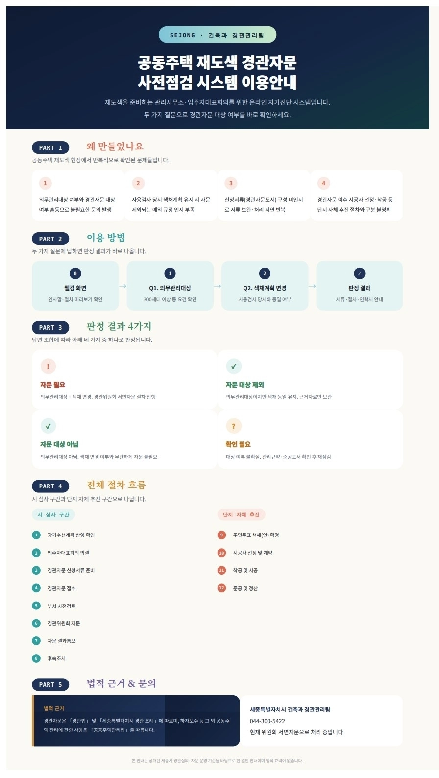 세종시가 내달 1일 운영에 들어가는 공동주택 재도색 경관 자문 사전점검 시스템