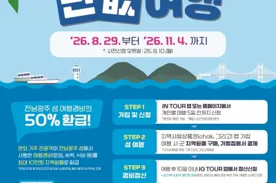 전남광주 16개 섬, 전국 최초 ‘섬 반값여행’ 시행