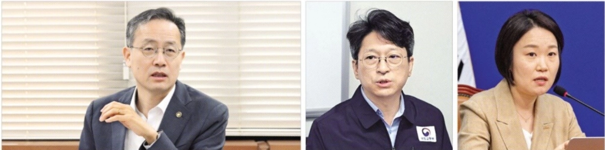 이재명 대통령이 30일 신임 부총리 겸 재정경제부 장관 후보자로 지명한 이형일(왼쪽) 재경부 1차관, 신임 국토교통부 장관 후보자로 지명한 홍지선(가운데) 국토부 2차관, 중소벤처기업부 장관 후보자로 지명한 이소영(오른쪽) 더불어민주당 의원. 서울신문 DB·연합뉴스