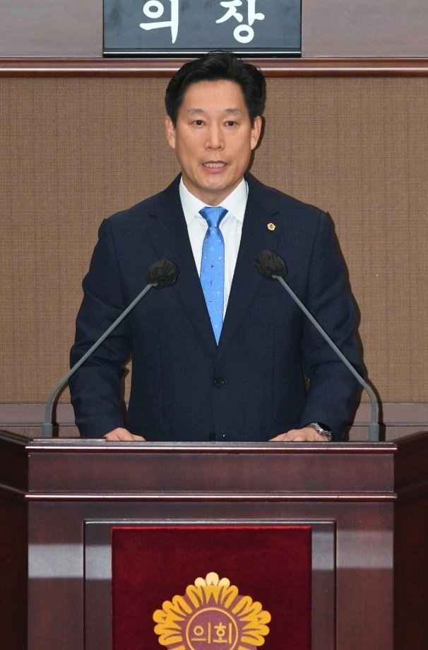 지난 27일 제399회 임시회 본회의에서 5분 자유발언을 하는 유주동 의원. 서울시의회 제공