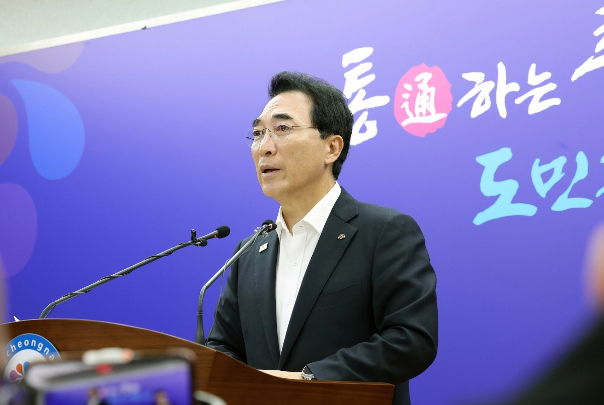박수현 충남지사가 31일 지천댐 건설 추진 결정 관련 충청남도 입장을 발표하고 있다. 도 제공