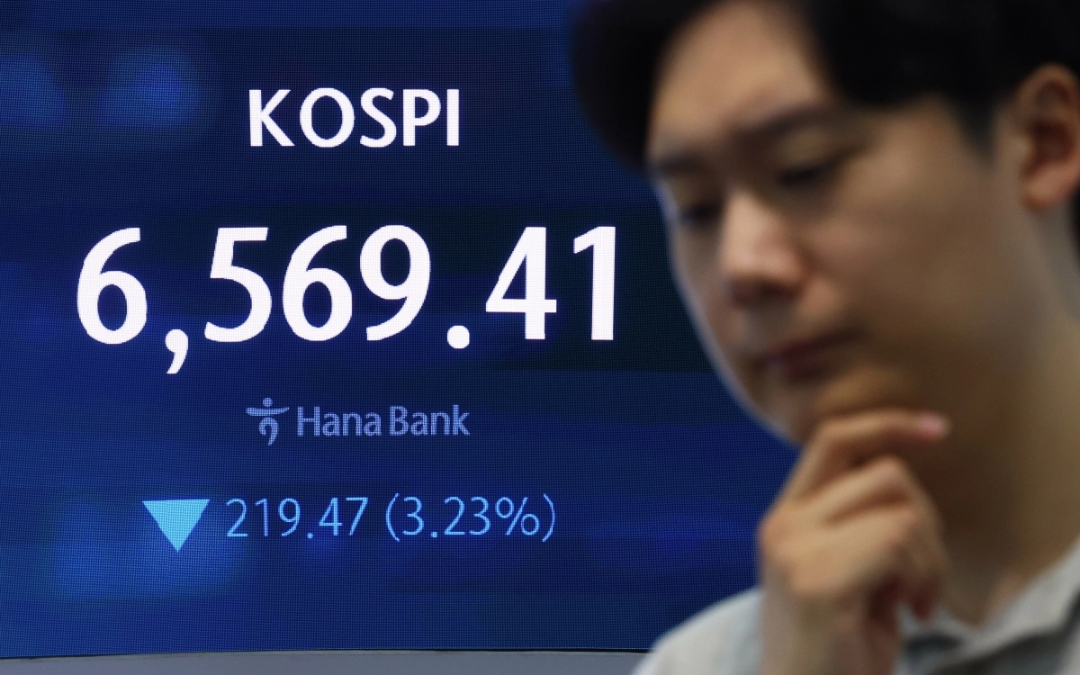 코스피, 장 초반 3%대 하락해 6500대