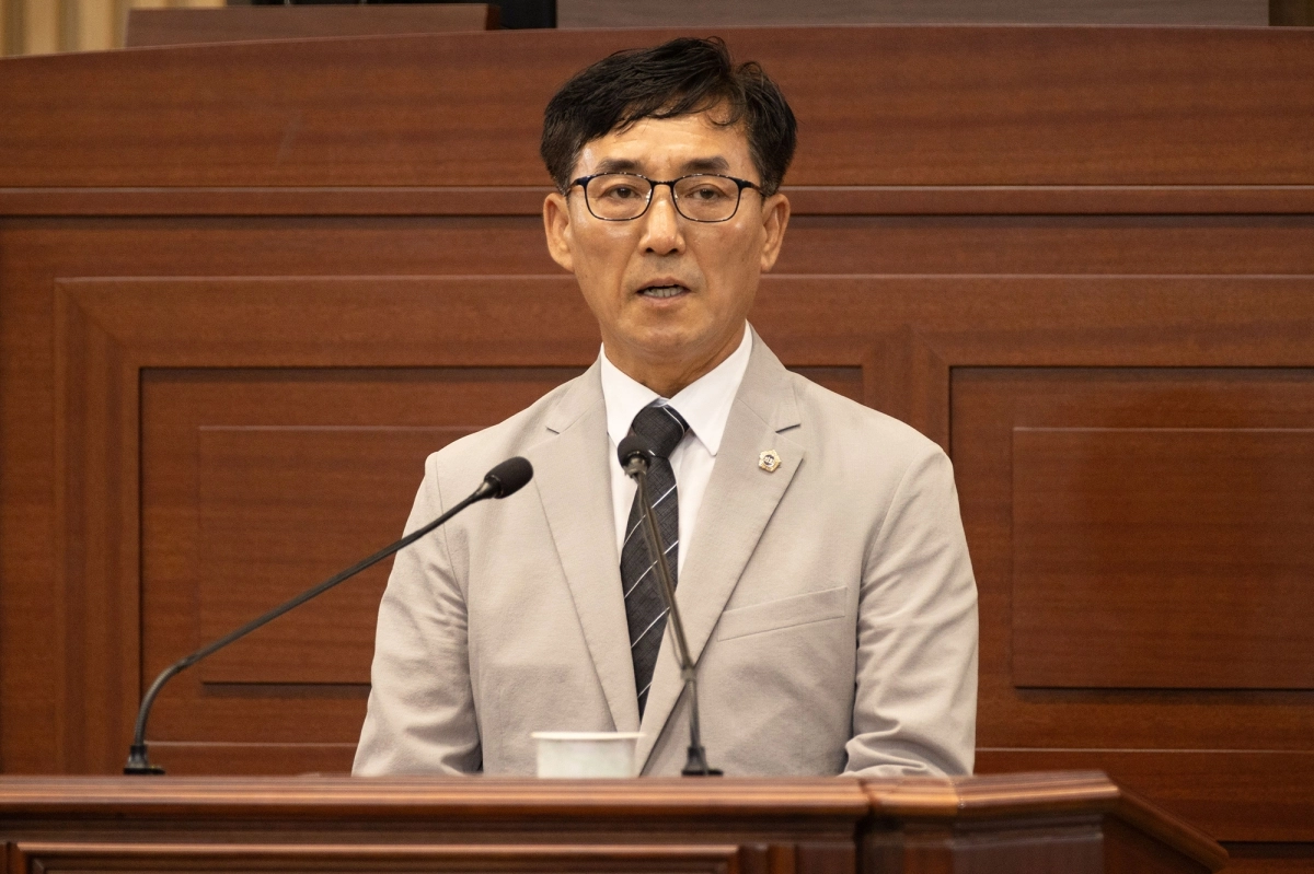 31일 제365회 임시회 제2차본회의에서 도정질문을 하는 장명수의원. 경북도의회 제공