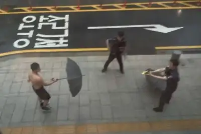 행인 폭행 20대男, 상의 벗고 경찰 위협하다 테이저건 겨누자 스스로 쓰러져 체포돼