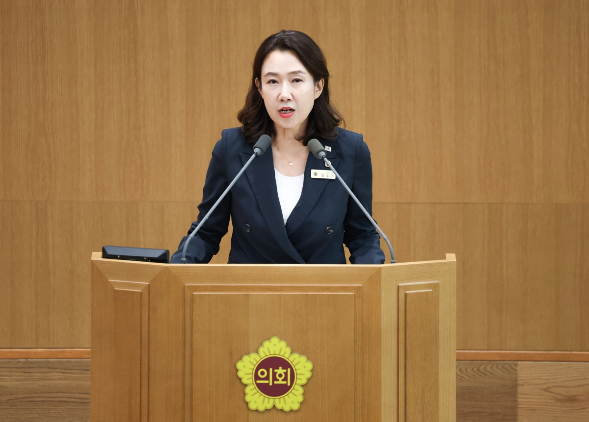 ▲최수연 의원이 3일 열린 제393회 임시회 제3차 본회의에서 5분 자유발언을 하고 있다. (사진=경기도의회)