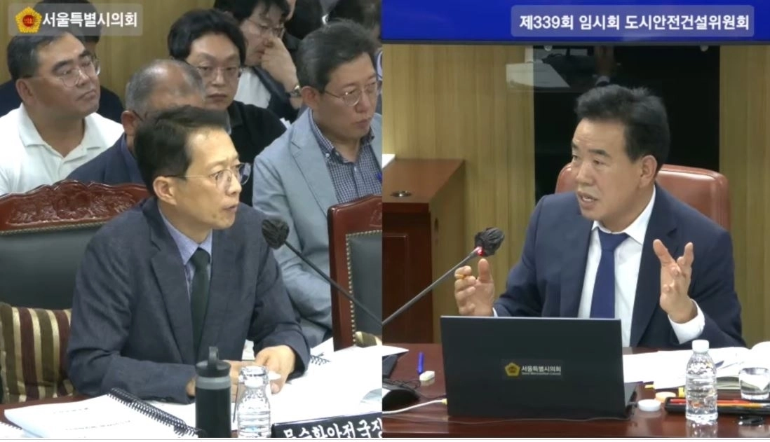 지난 3일 열린 제339회 임시회 도시안전건설위원회 물순환안전국 업무보고에서 물순환국장에게 질의하는 이동화 의원. 서울시의회 제공