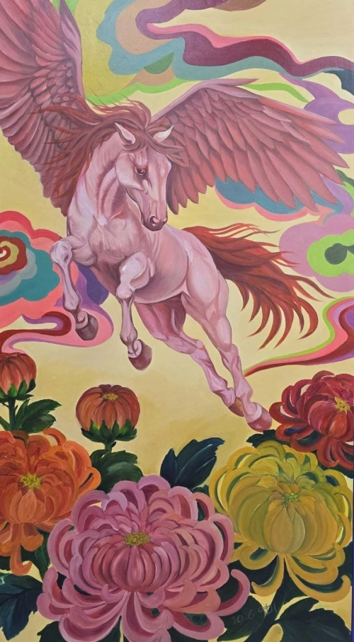 설연미(꽃, 말) 136.5×76cm, 캔버스에유채, 2026. 마사회 제공