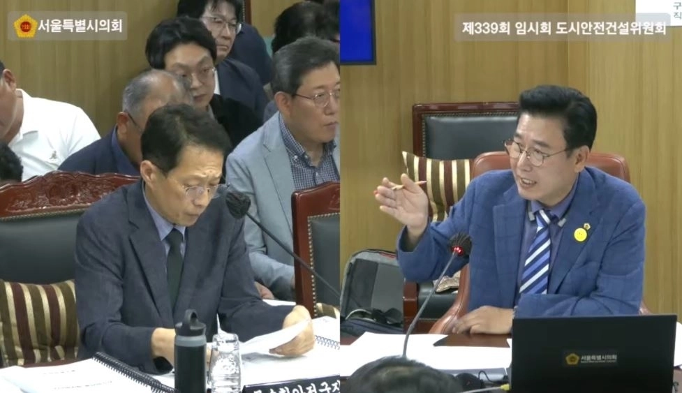 지난 3일 열린 제339회 임시회 도시안전건설위원회 물순환안전국 업무보고에서 질의하는 김준성 의원. 서울시의회 제공