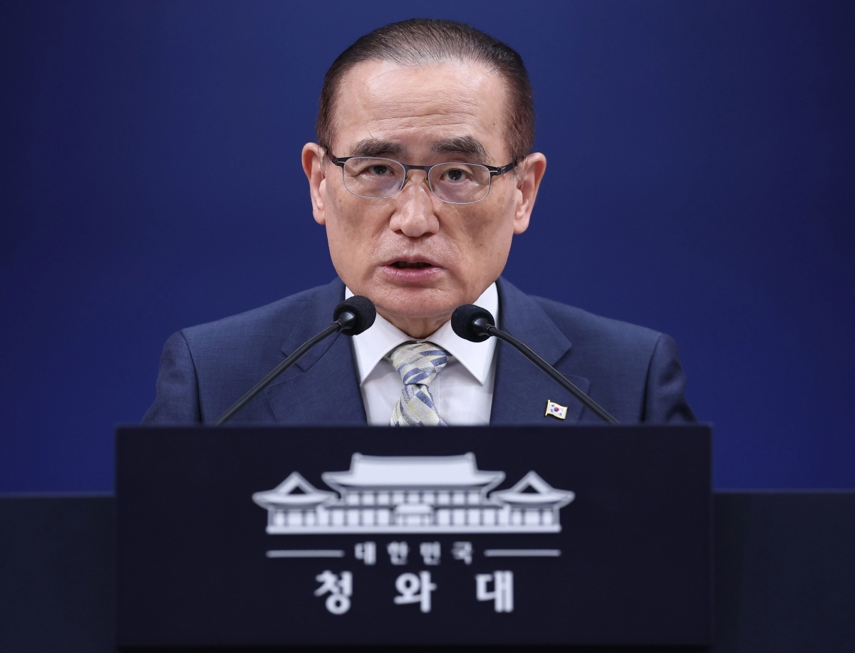 위성락 국가안보실장이 4일 청와대 춘추관에서 이재명 대통령의 프랑스 국빈 방문 관련 일정 브리핑을 하고 있다. 2026.9.4. 연합뉴스