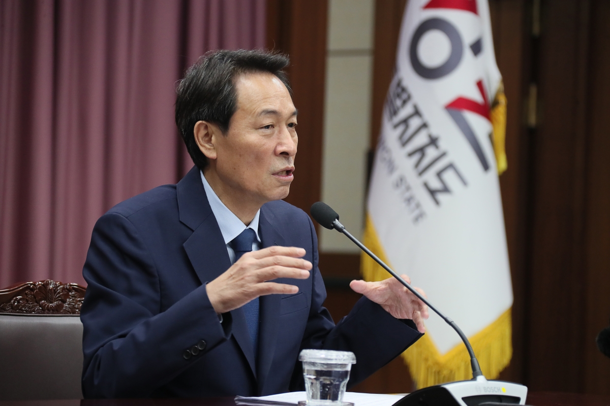 우상호 강원지사는 7일 도청에서 기자간담회를 가졌다. 강원도 제공
