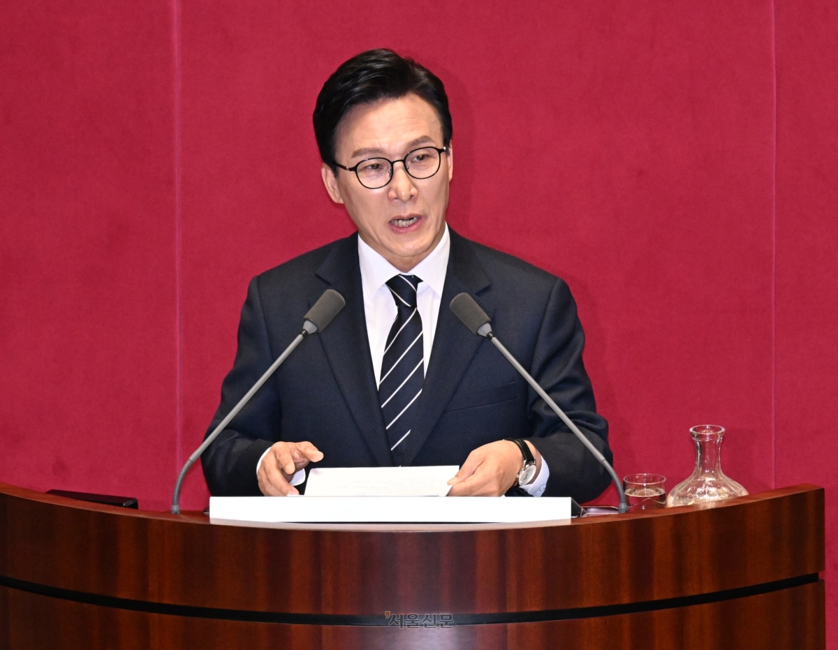 김민석 더불어민주당 대표가 7일 국회에서 열린 본회의에서 교섭단체 대표연설을 하고 있다.2026.9.7. 안주영 전문기자