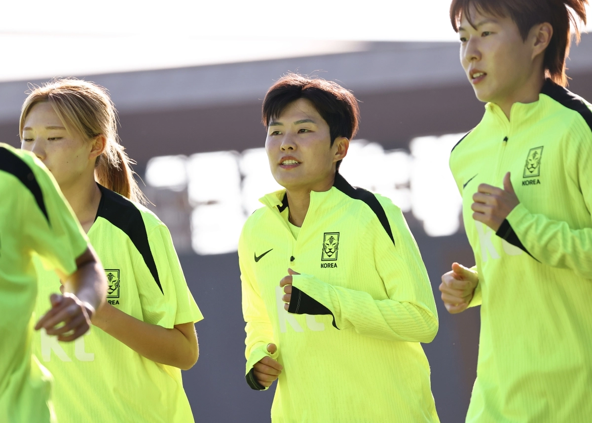 2026 아이치·나고야 아시안게임에 출전하는 여자 축구 대표 지소연이 7일 충남 천안 코리아풋볼파크에서 진행된 훈련에 집중하고 있다. 2026.9.7 천안 연합뉴스
