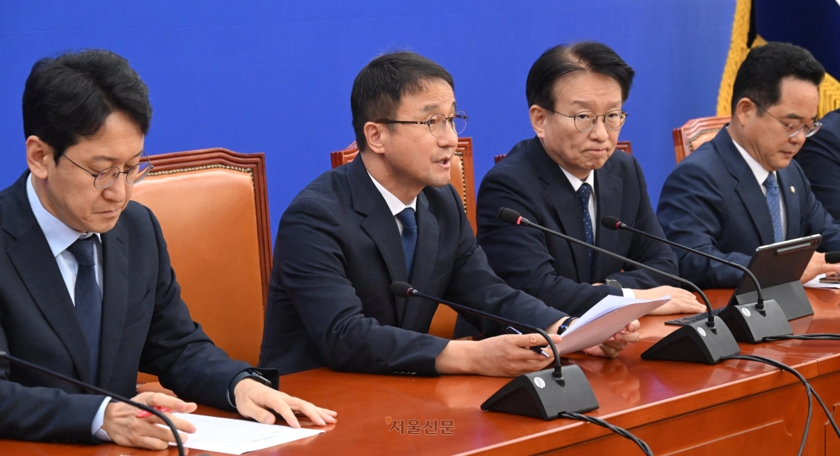 한병도 더불어민주당 원내대표가 8일 국회에서 열린 원내대책회의에서 발언하고 있다.2026.9.8 안주영 전문기자