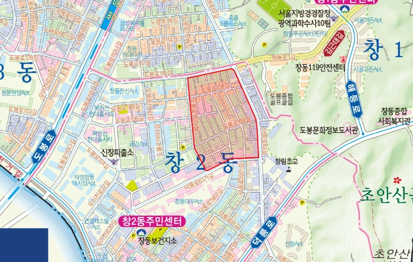 도봉구 창동 608번지 일대 주택재개발사업 위치도(지도). 도봉구 제공