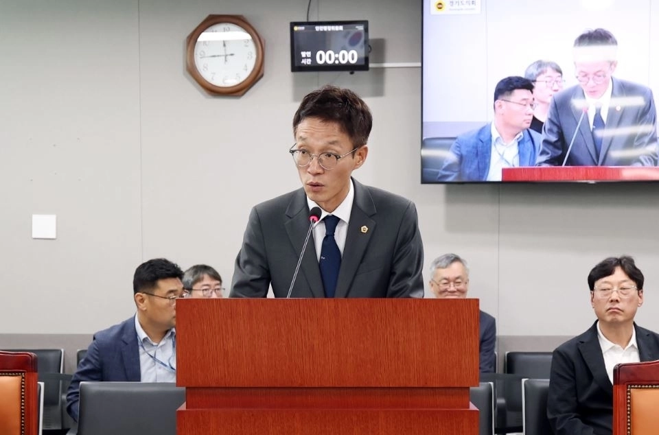 ▲ 지난 7일 경기도의회 안전행정위원회 회의에서 발언중인 정종혁 의원(사진=경기도의회)