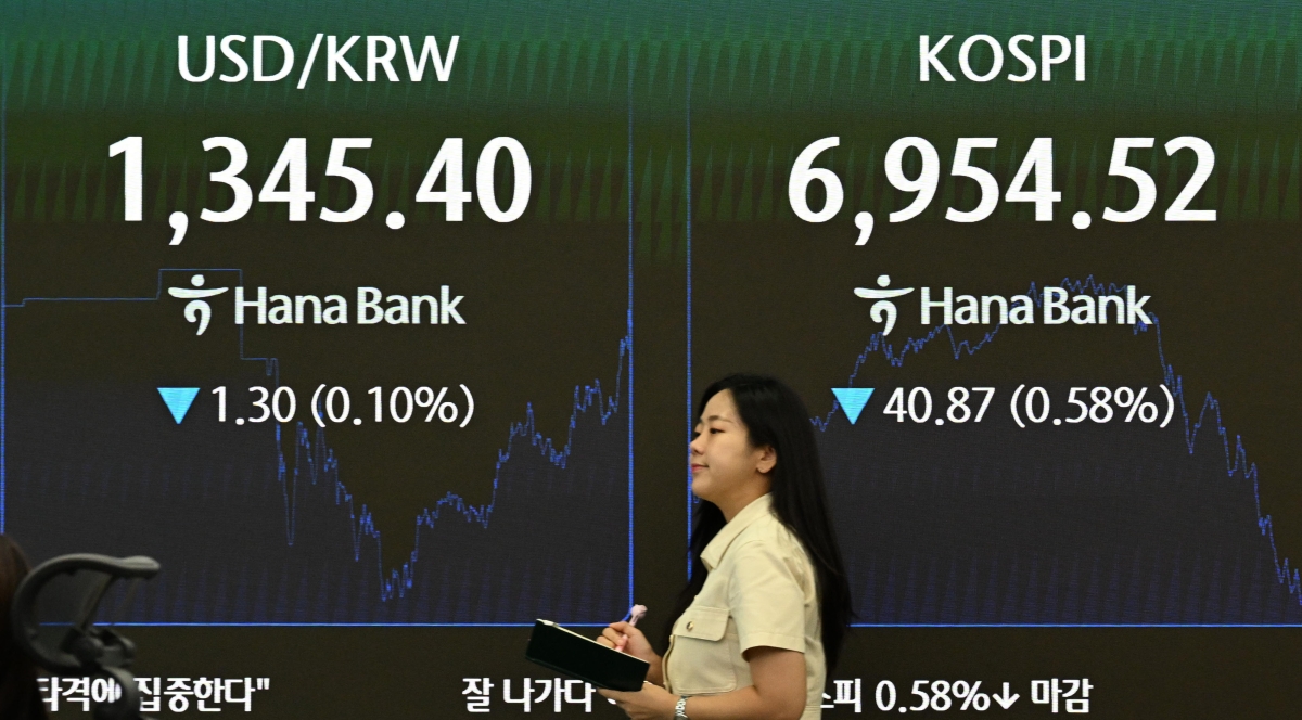 코스피가 장중 한때 7000선을 돌파한 8일 서울 중구 하나은행 본점 딜링룸 전광판에 지수가 표시되어 있다. 2026.9.8 도준석 전문기자