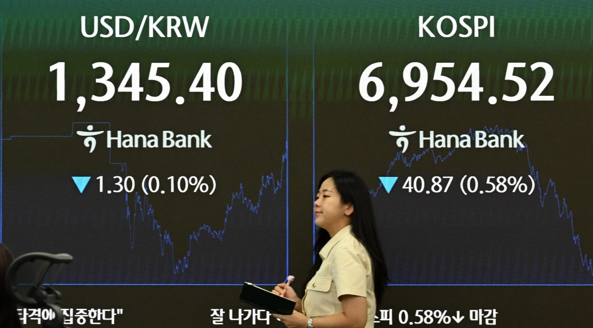 코스피가 장중 한때 7000선을 돌파한 8일 서울 중구 하나은행 본점 딜링룸 전광판에 지수가 표시되어 있다. 2026.9.8 도준석 전문기자