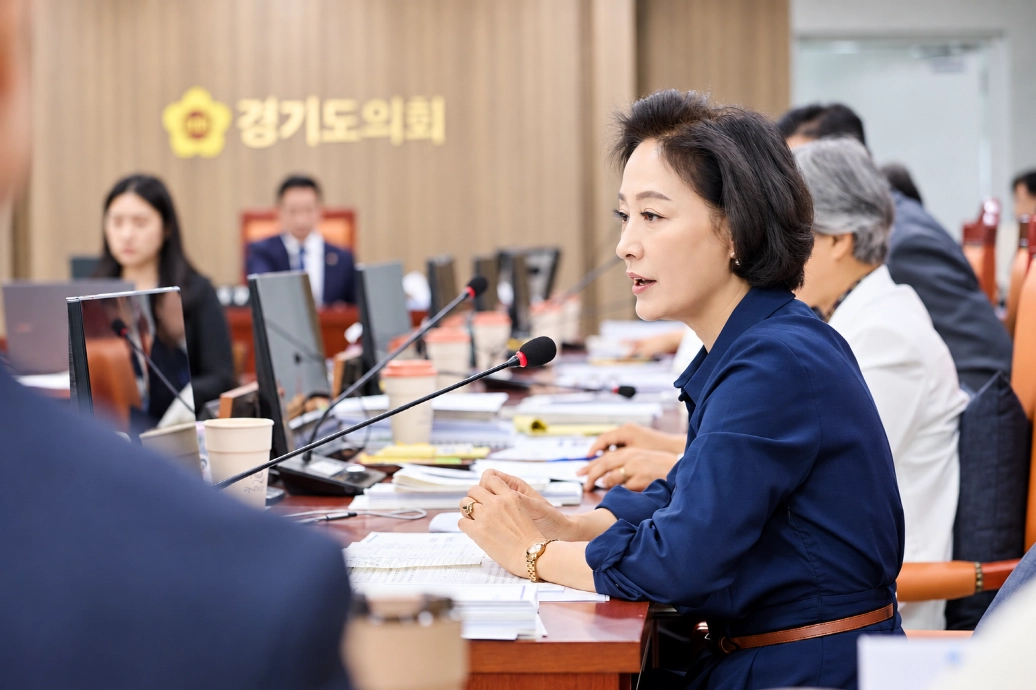 ▲7일 열린 경기도의회 제393회 임시회 제2차 여성가족평생교육위원회 회의에서 김명숙 의원이 질의하고 있다. (사진=경기도의회)
