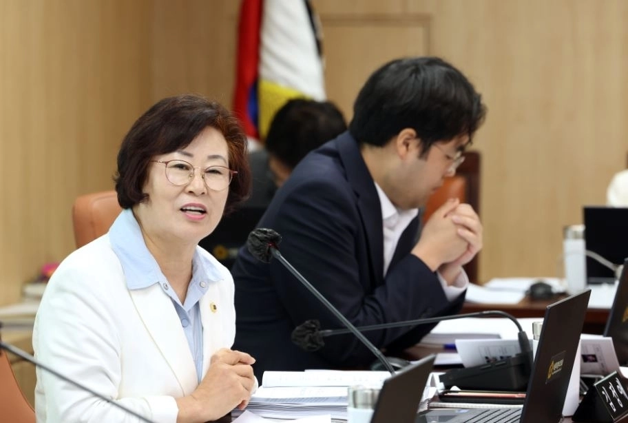 지난 2일 열린 제339회 임시회 주택공간위원회 주택실 업무보고에서 질의하는 김정애 의원. 서울시의회 제공