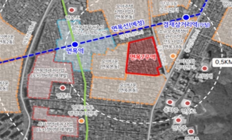 면목7구역 위치. 서울시의회 제공