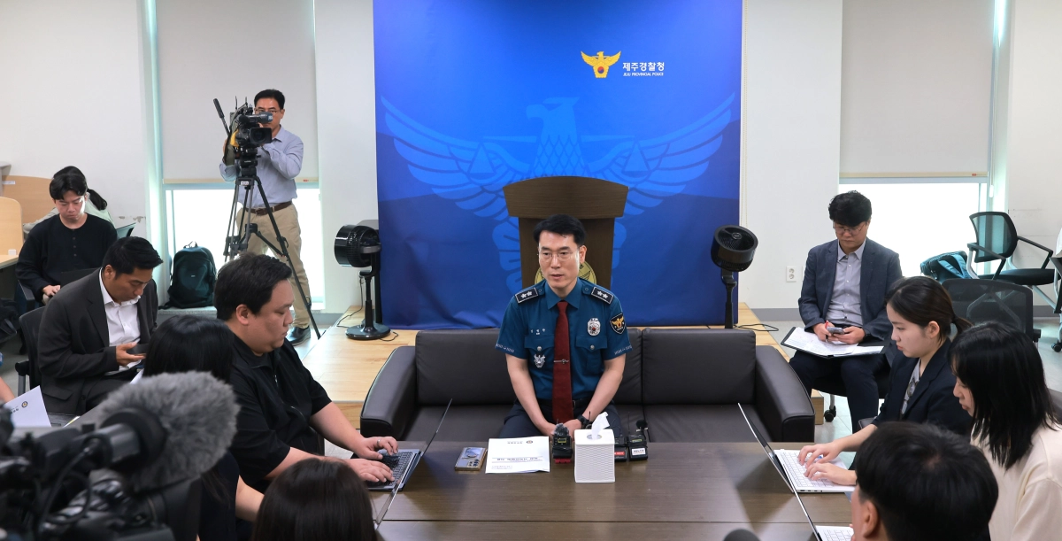 9일 제주경찰청 기자실에서 열린 김병찬 신임 제주경찰청장 기자간담회. 제주경찰청 제공
