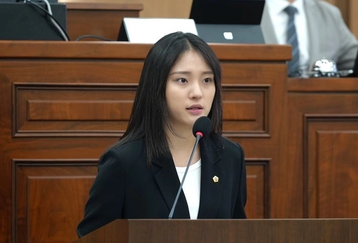 지난 8일 제352회 하남시의회 임시회 제1차 본회의 5분 자유발언을 하는 김어진 의원. 하남시의회 제공