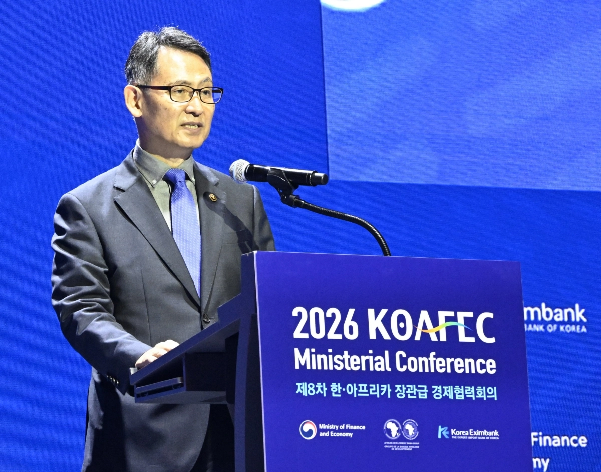 허장 재정경제부 2차관이 10일 서울 그랜드 워커힐에서 열린 제8차 한-아프리카 경제협력(KOAFEC·코아펙) 비즈니스 혁신 포럼에서 축사하고 있다. 재정경제부 제공