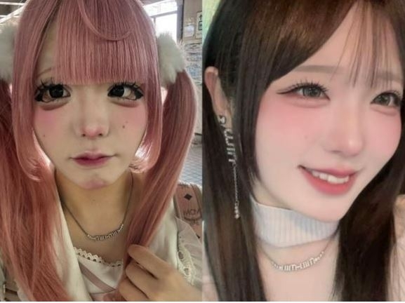 일본 틱토커 모모노 유노의 메이크업 변화 전후 모습. 엑스(X) 캡처