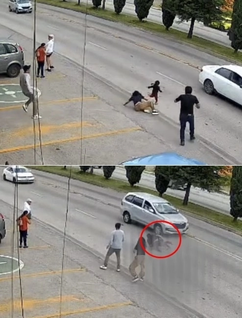 멕시코의 한 슈퍼마켓 직원이 차량이 달리는 도로로 뛰어든 어린아이를 몸을 던져 구해낸 장면이 공개돼 화제를 모으고 있다. 인스타그램(@superking.elreydelahorro) 캡처
