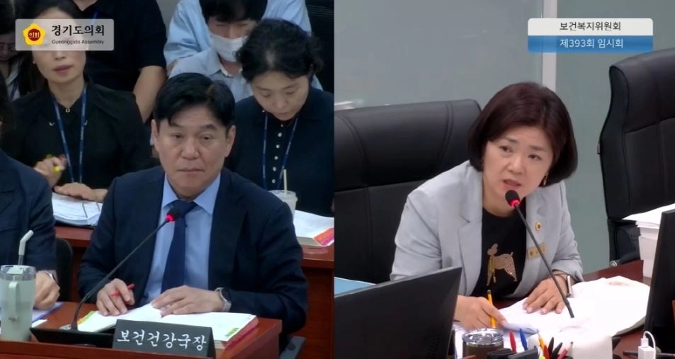 ▲ 지난 8일 열린 제393회 임시회 제2차 보건복지위원회 2026년도 제2회 추가경정예산안 심사에서 보건건강국장에게 질의하는 명성숙 의원(사진=경기도의회)