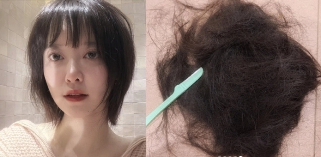 배우 구혜선이 직접 머리카락을 자르는 과감한 변신에 나섰다. 구혜선 인스타그램 캡처