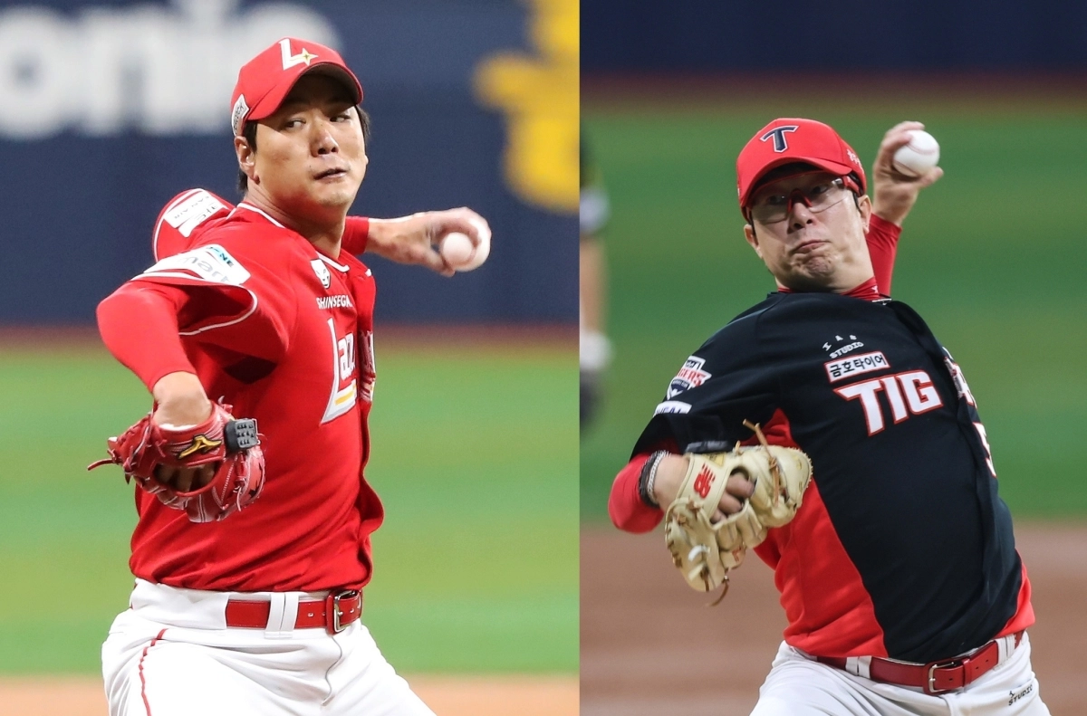 SSG 랜더스 김광현(왼쪽)과 KIA  타이거즈 양현종   SSG 랜더스 KIA 타이거즈 제공