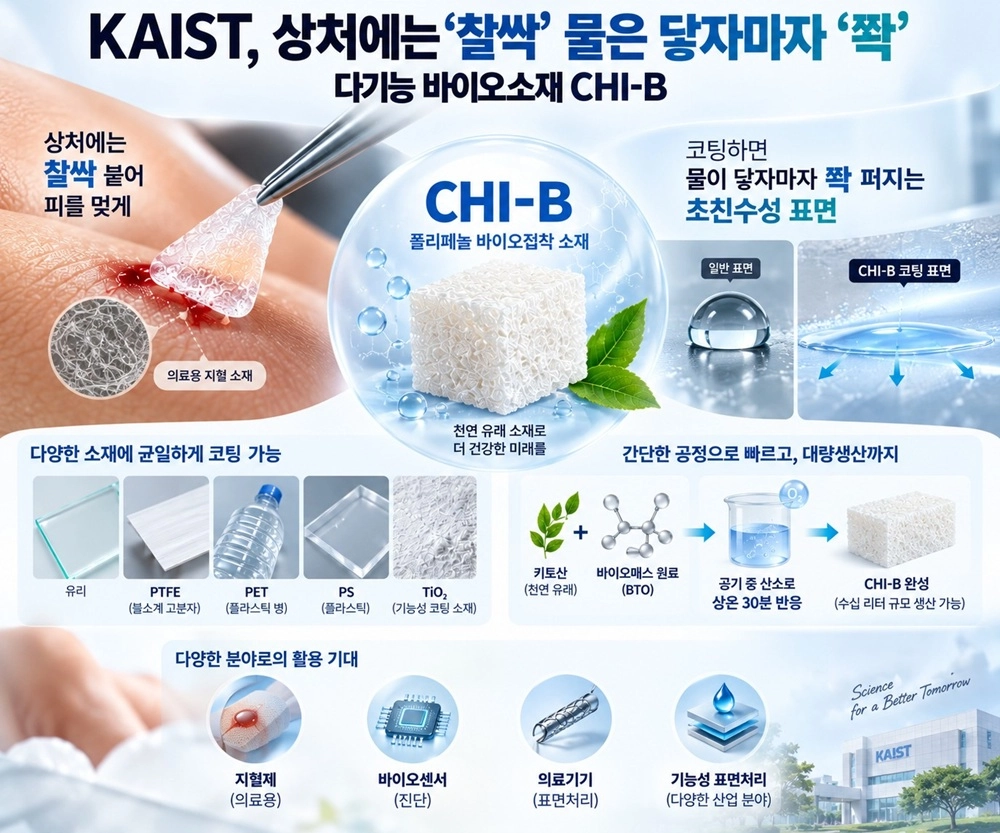 천연 고분자 물질과 바이오매스를 결합해 다기능 바이오접착 및 코팅 소재가 개발됐다.  카이스트 제공