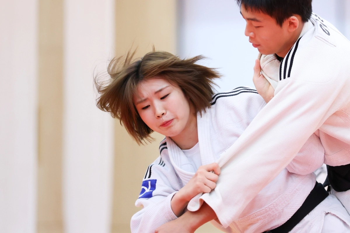 이번 대회 유도 여자 57㎏급에 출전하는 허미미가 금메달을 목표로 훈련에 집중하는 모습. 진천 뉴시스