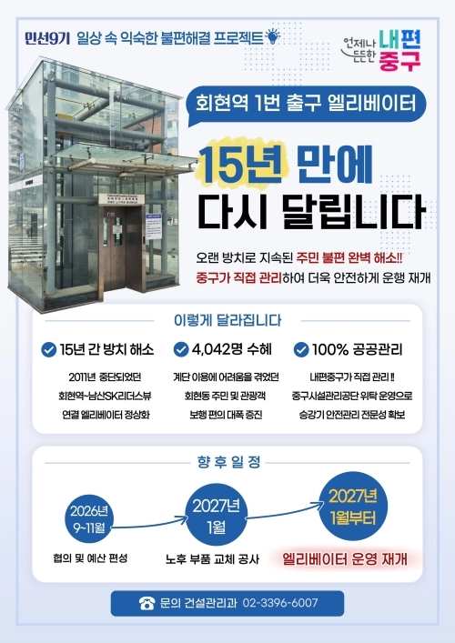 서울 중구 지하철 4호선 회현역 주민 안내문. 중구 제공