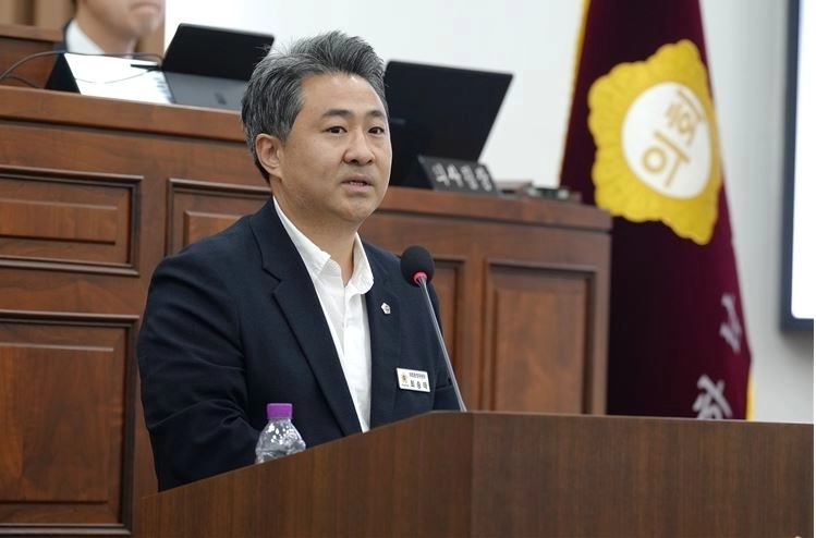 제352회 임시회 제2차 본회의에서 하남시의회 최승태의원이 5분 자유발언을 하고 있다. 하남시의회 제공