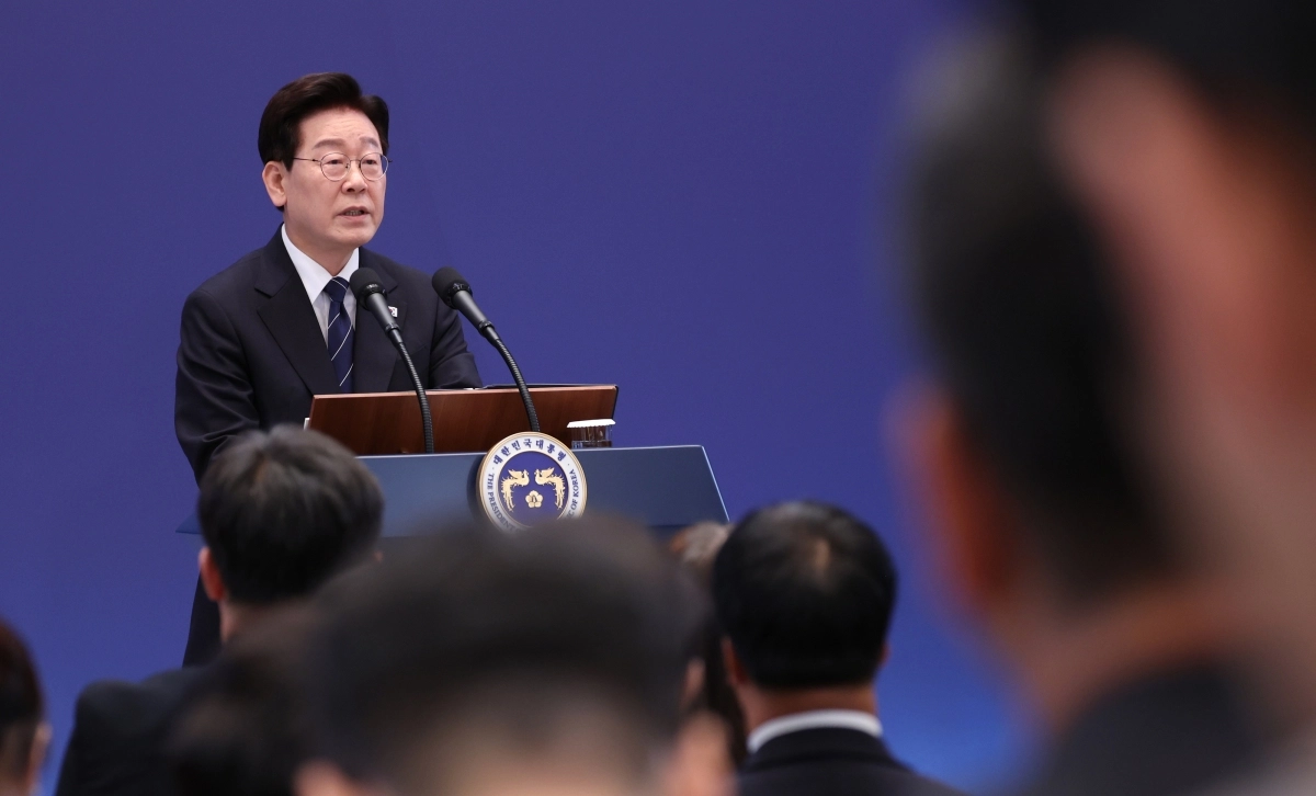 이재명 대통령이 18일 청와대 영빈관에서 열린 기자회견에서 취재진 질문에 답하고 있다. 2026.9.18. 연합뉴스