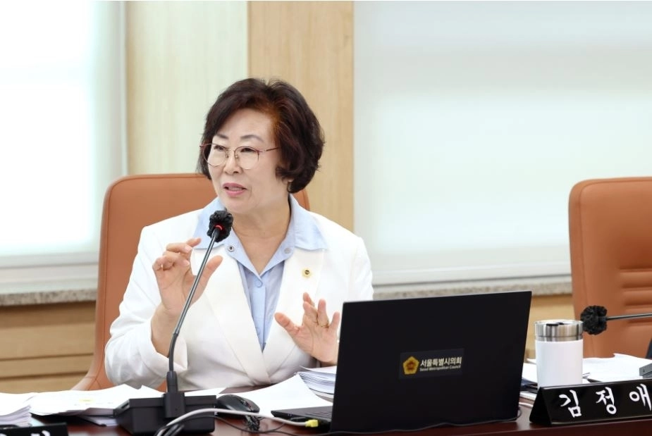 지난 2일 열린 제339회 임시회 주택공간위원회 주택실 업무보고에서 질의하는 김정애 의원. 서울시의회 제공