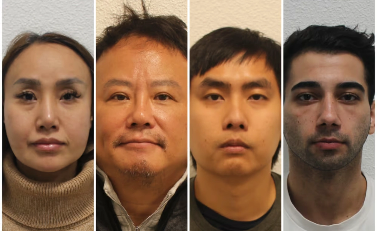 영국 울리치 형사법원에서 인신매매 공모 등 혐의로 지난 18일(현지시간) 징역형을 선고받은 성매매 조직원들. 왼쪽부터 아차리야 스퍼(49), 친 핑(56), 사루뉴 시리완(31), 우구르 사힌(27). 런던광역경찰청 제공
