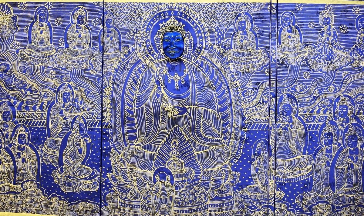 19일 서울 용산구 국립중앙박물관에서 열린 ‘국중박 분장 놀이’결선 진출자 런웨이 행사에 참가자들이 ‘대방광불화엄경보현행엄품’를 주제로 한 분장쇼를 펼치고 있다. 2026.9.19 연합뉴스