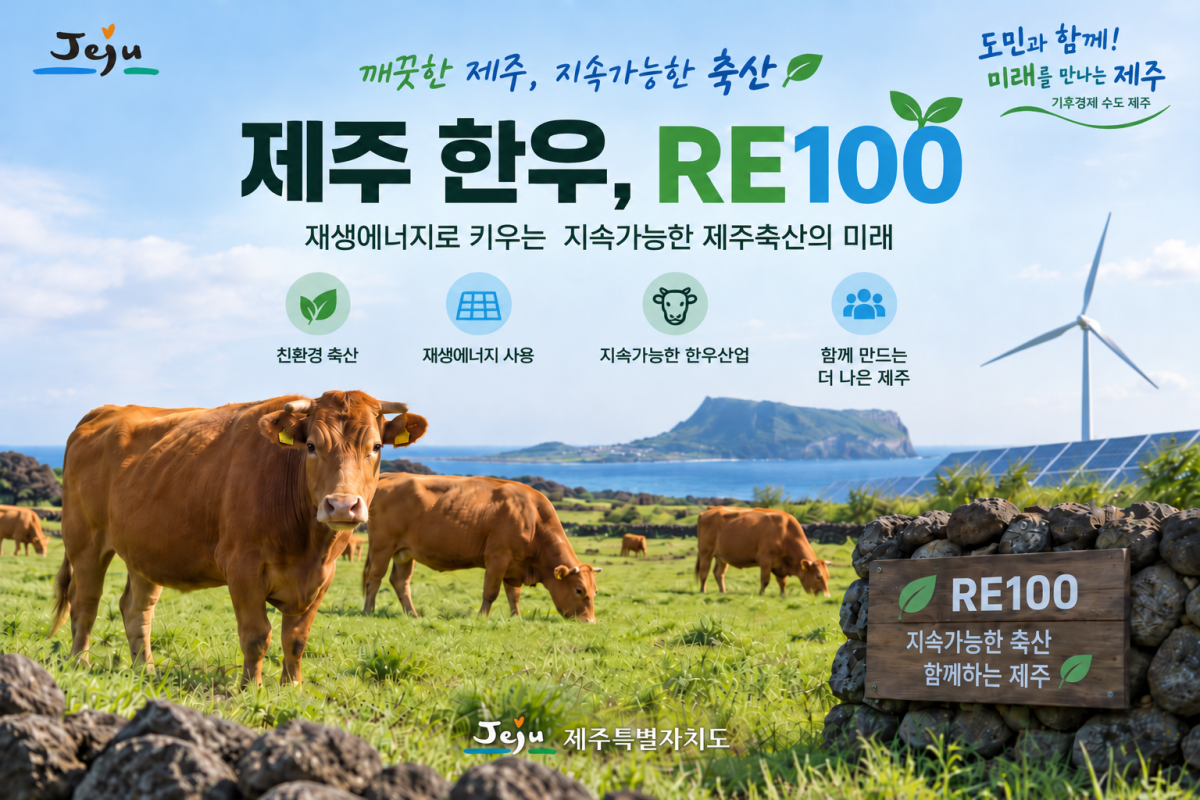 제주도는 올해 한우농가 2곳을 새롭게 재생에너지 100%(RE100) 인증 대상에 포함했다. 제주도 제공