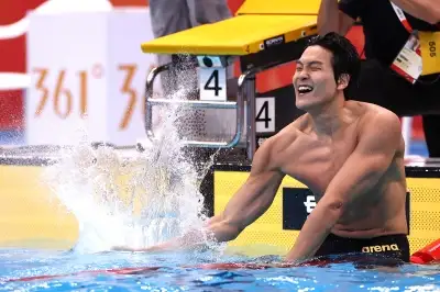 김영범, 대회 신기록 세우며 자유형 50m 금메달