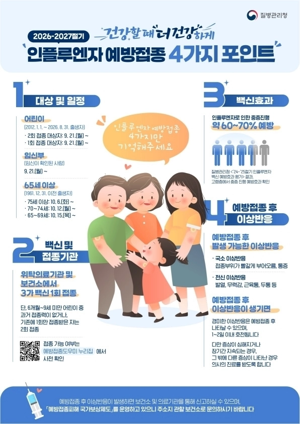 서울 은평구의 2026~2027절기 독감 무료 예방접종 안내 포스터. 은평구 제공